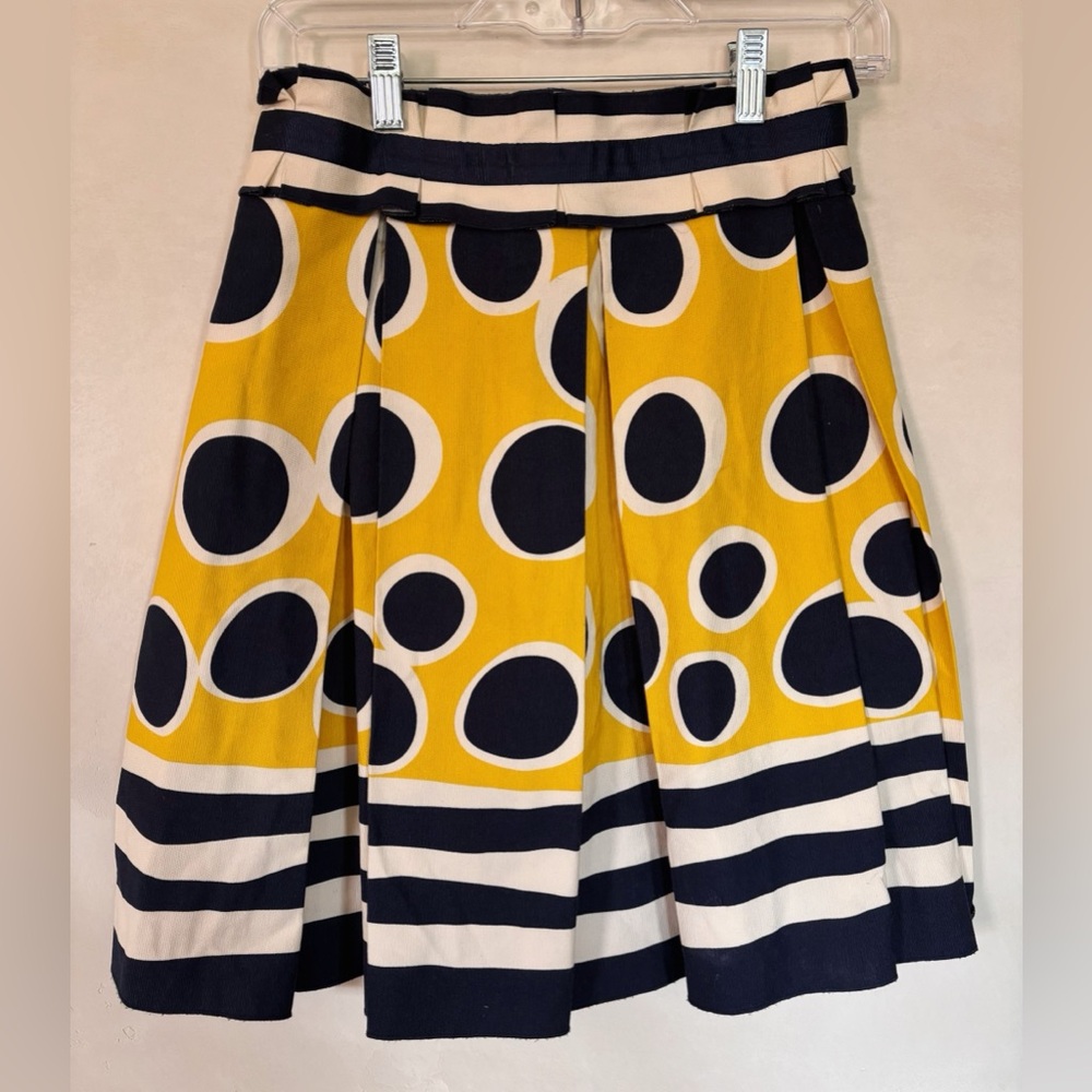 Anna Sui Yellow and Black Circle Pattern Skirt